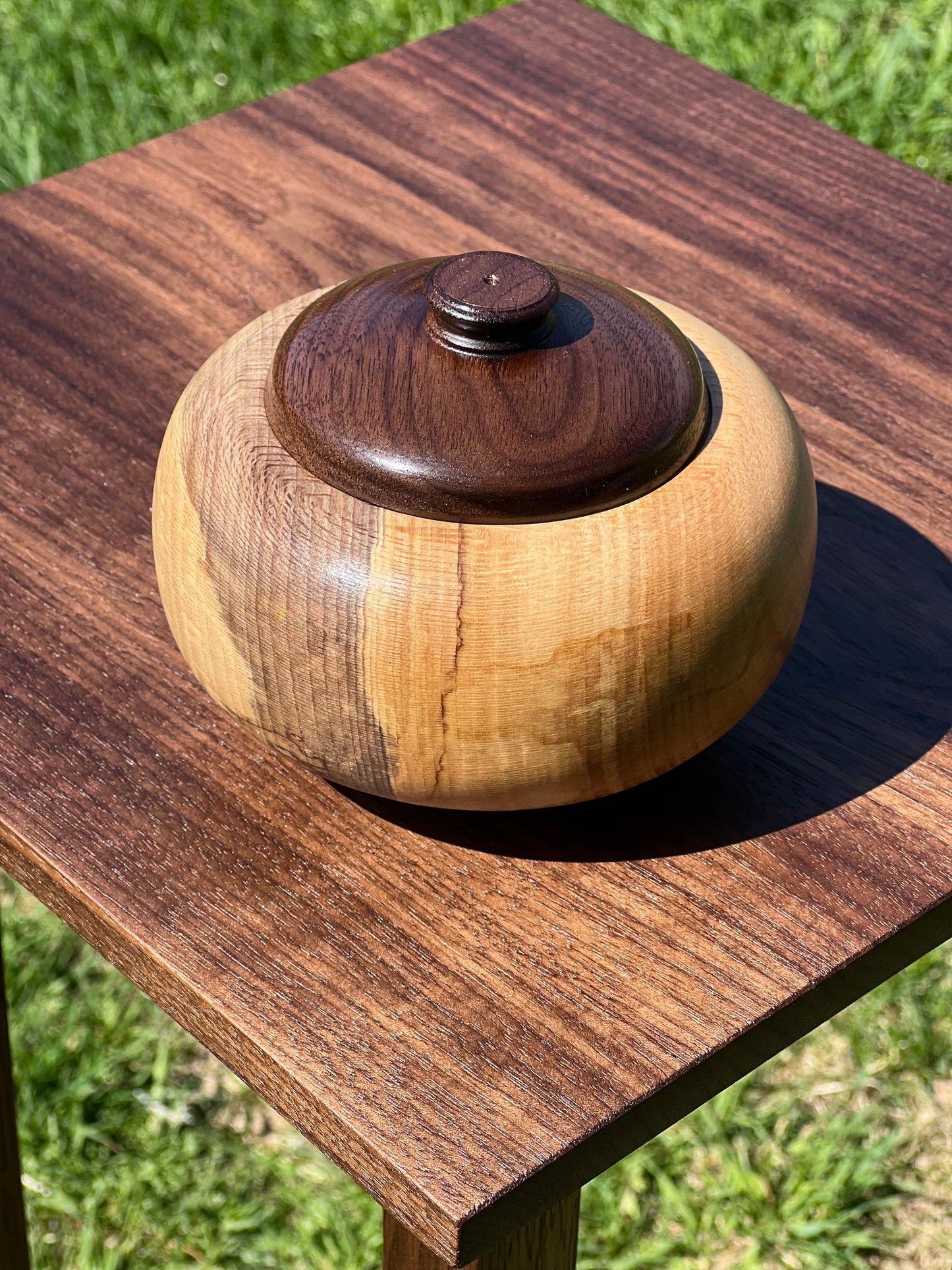 Handturned Lacewood Box With Walnut Lid