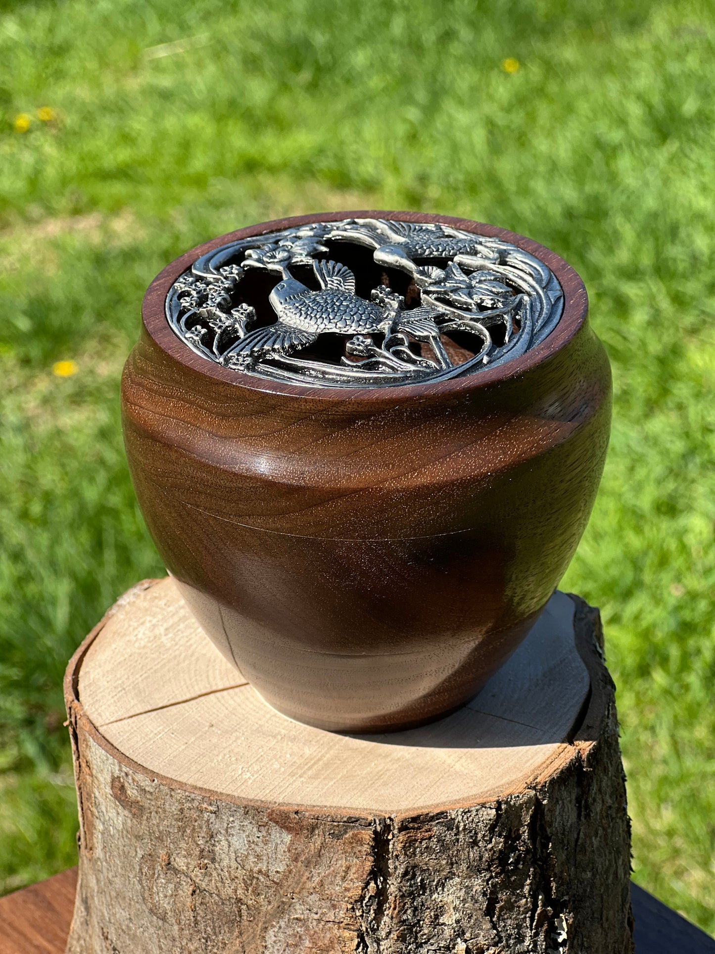 Handturned Walnut Potpourri Bowl