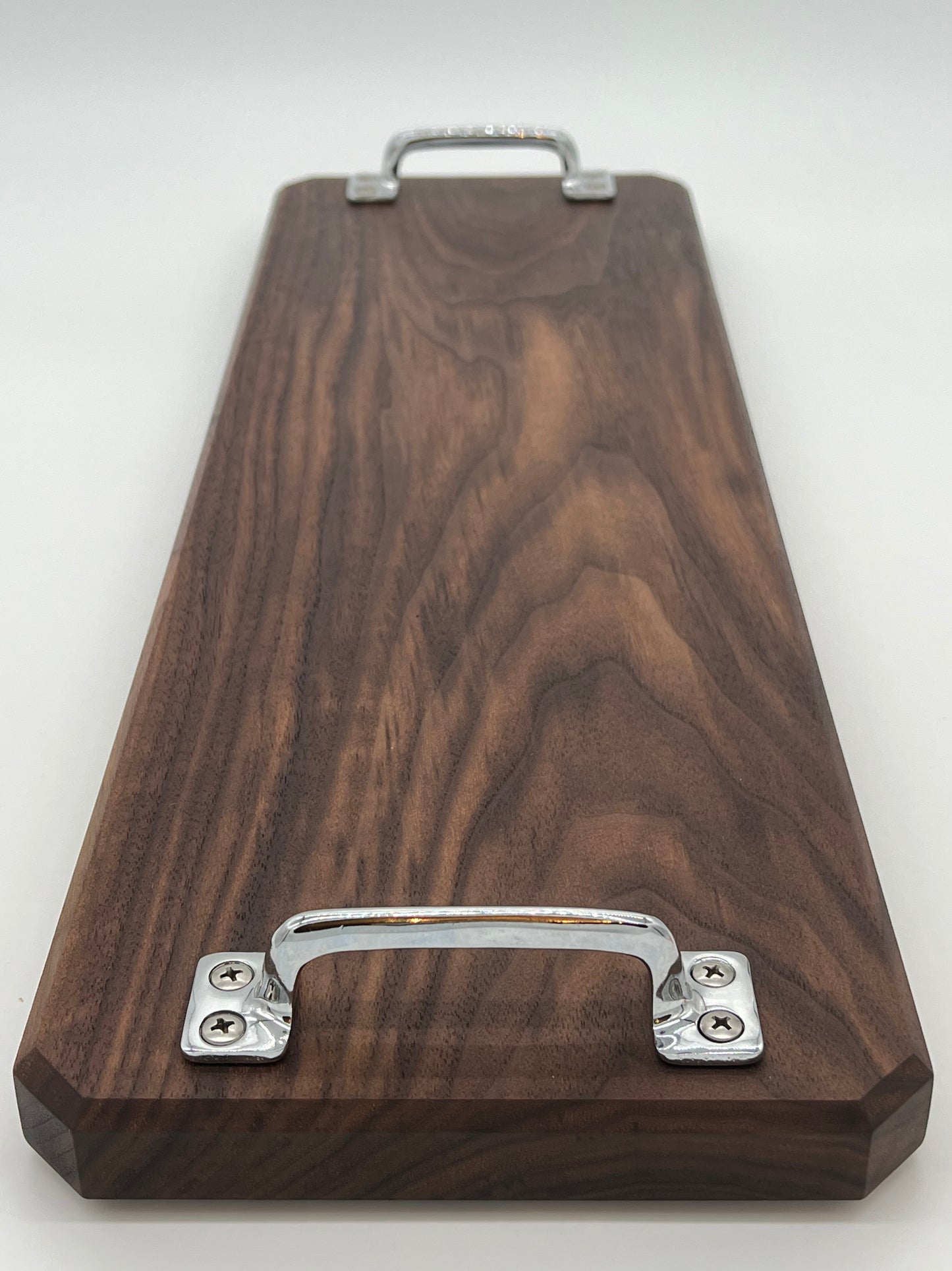 Long walnut and stainless grazing board