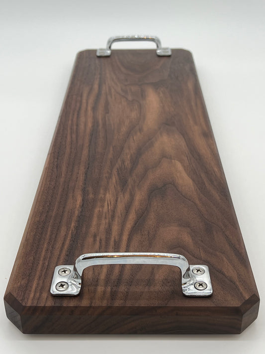 Long walnut and stainless grazing board