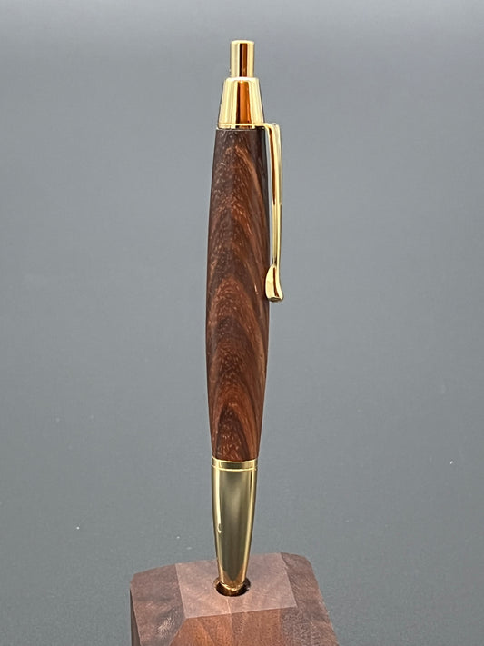 The Devin 24kt gold click pen in diagonal cut Rosewood